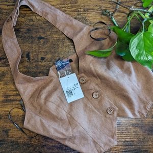 Forever21 brown halter vest/crop top size Lg